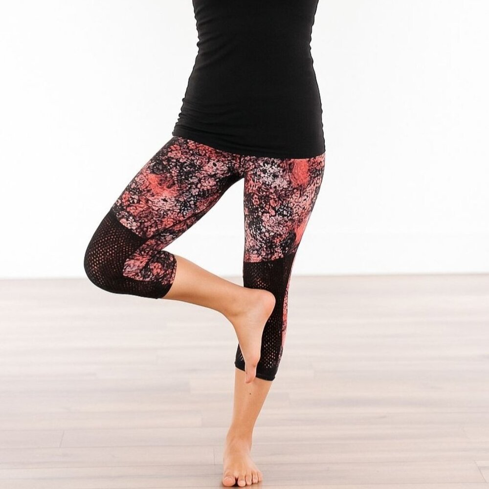 Balance Collection Sm Athletic Pants Mesh Leggings Cropped Activewear Tie-dye